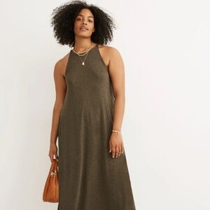 Madewell Knit Cami Midi Dress in Dried Olive Size Small